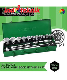Tekiro 3/4 inch DR. Hand Socket Set Kunci Sock Set 18 PCS (Besi) 19-50mm (6PT)