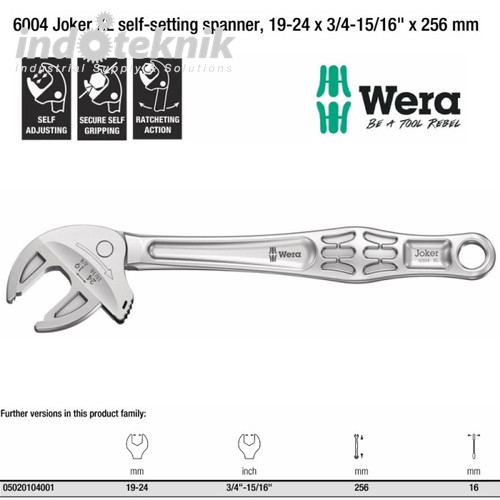 Wera self-adjusting open-end wrench 05020104001 6004 Joker XL / 19-24 mm /  256 mm