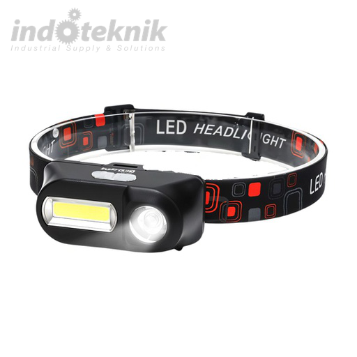 Taff-LED Headlamp LED Flashlight 3 Mode XPE COB KX-1804 - Black